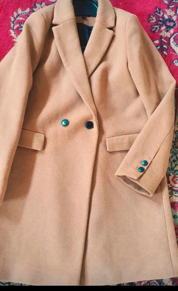 Palton din lână Zara EU 38 | Bej, Fără glugă, Monocrom, Lână - Image 2