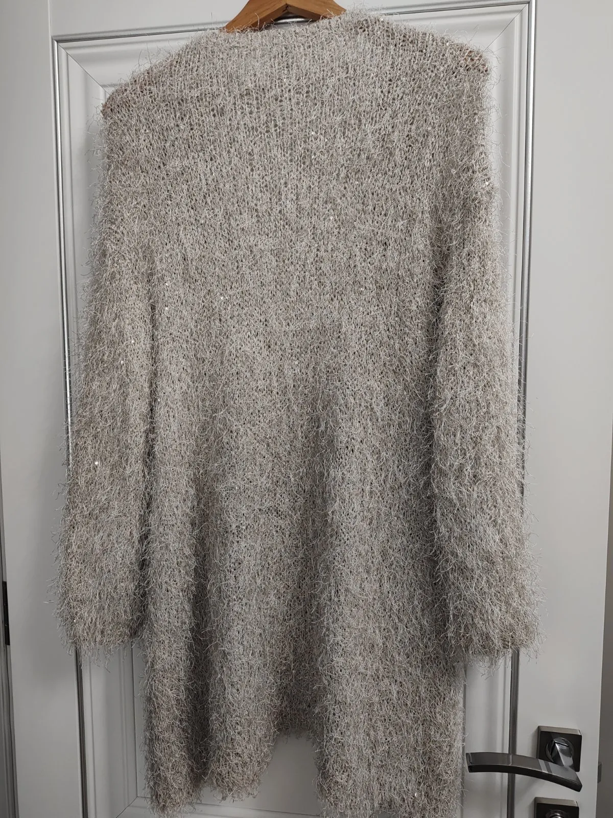 Cardigan Flame EU 38 | Bej, Mânecă lungă, Monocrom, Paiete - Image 9