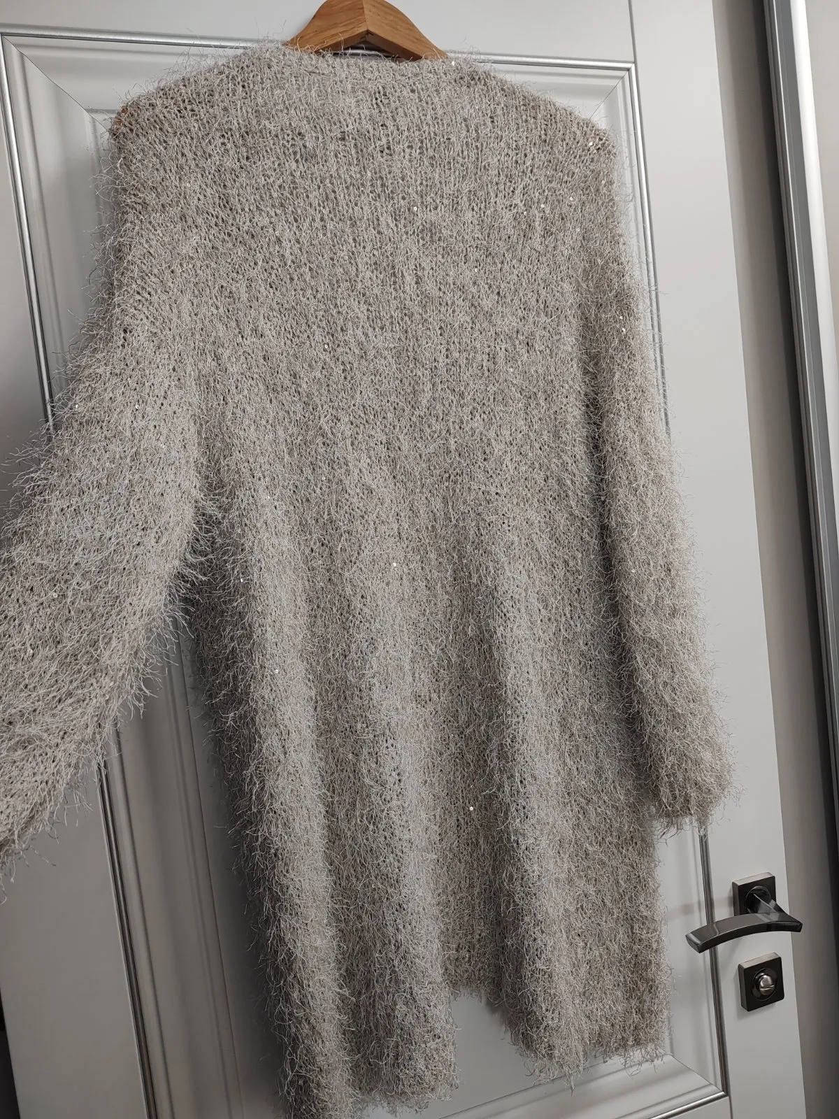 Cardigan Flame EU 38 | Bej, Mânecă lungă, Monocrom, Paiete - Image 10