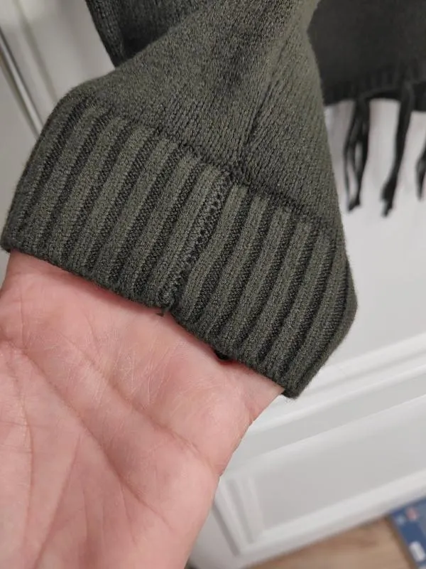 Pulover cu guler înalt Evis EU 40 | Khaki, Normal, Mânecă lungă, Regular fit, Monocrom, Franjuri, Vâscoză - Image 8
