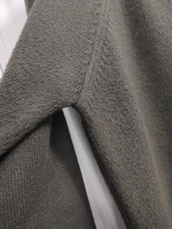 Pulover cu guler înalt Evis EU 40 | Khaki, Normal, Mânecă lungă, Regular fit, Monocrom, Franjuri, Vâscoză - Image 9
