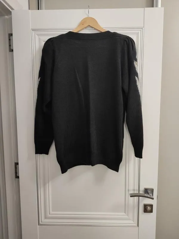 Pulover Carthago EU 40 | Negru, Normal, Mânecă lungă, Regular fit, Paiete, Bumbac - Image 4