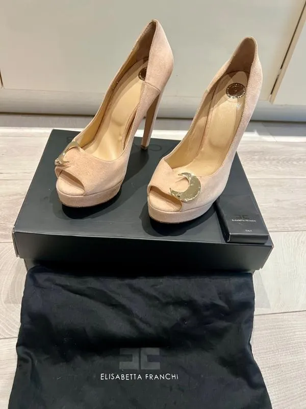 Pantofi cu toc înalt Elisabetta Franchi EU 39.5 | Roz, Piele întoarsă Suede - Image 5