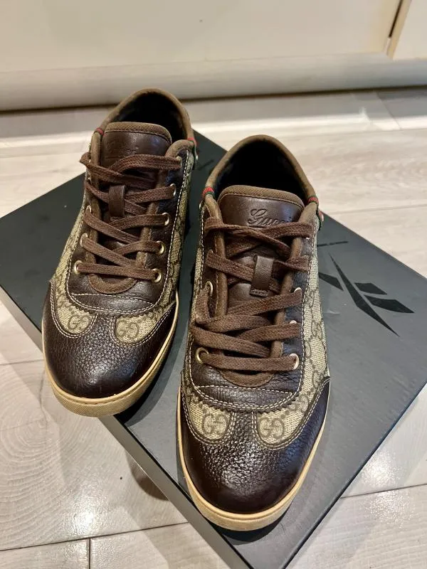 Sneakers Gucci EU 37 | Maro, Logo, Piele naturală - Image 2