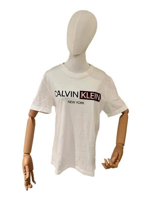 Tricou Calvin Klein M | Alb, Normal, Logo, Bumbac
