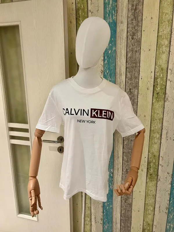 Tricou Calvin Klein M | Alb, Normal, Logo, Bumbac - Image 3