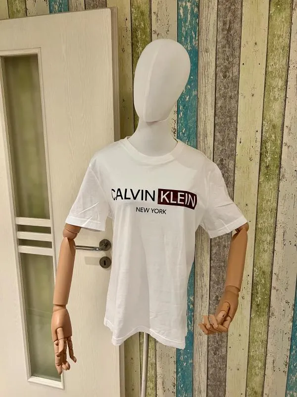 Tricou Calvin Klein M | Alb, Normal, Logo, Bumbac - Image 4