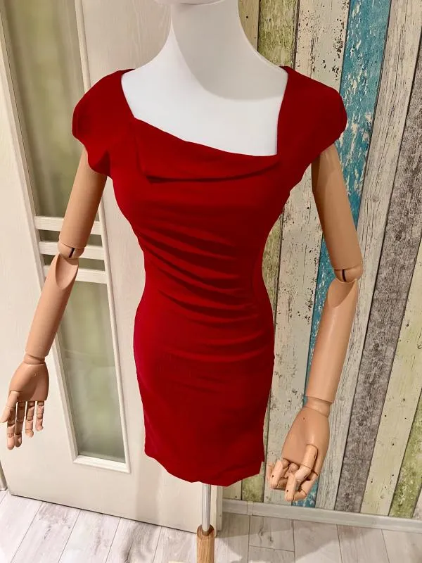 Rochie mulată Rinascimento S | Roșu, Mini, Fără mâneci - Image 3