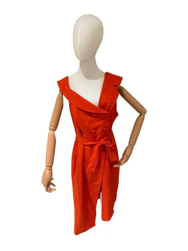 Rochie de seară Lavish Alice EU 46 | Corai, Midi, Fără mâneci, Design asimetric