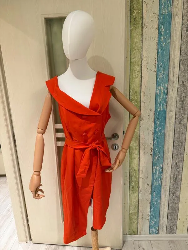 Rochie de seară Lavish Alice EU 46 | Corai, Midi, Fără mâneci, Design asimetric - Image 2