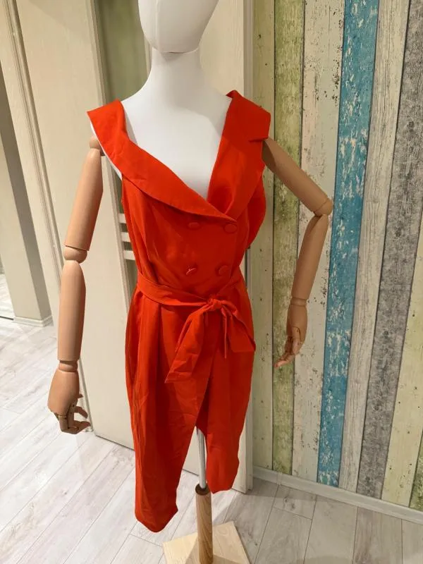 Rochie de seară Lavish Alice EU 46 | Corai, Midi, Fără mâneci, Design asimetric - Image 3