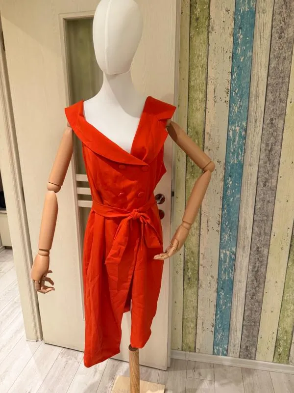 Rochie de seară Lavish Alice EU 46 | Corai, Midi, Fără mâneci, Design asimetric - Image 8