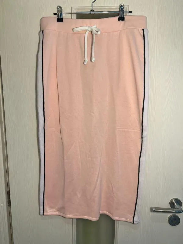 Fustă stil sport Juicy Couture L | Roz, Midi, Talie înaltă, Dungi, Bumbac - Image 4