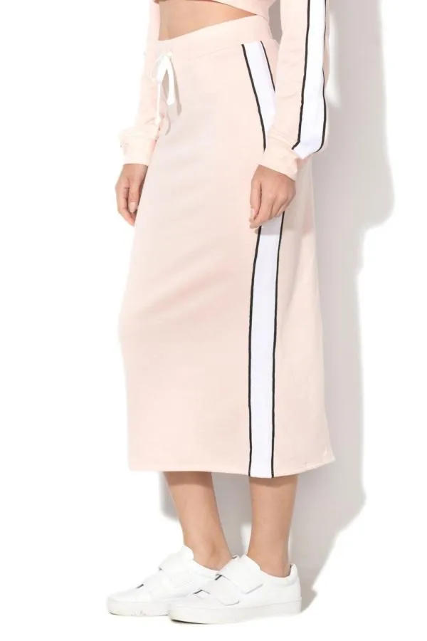 Fustă stil sport Juicy Couture L | Roz, Midi, Talie înaltă, Dungi, Bumbac - Image 2