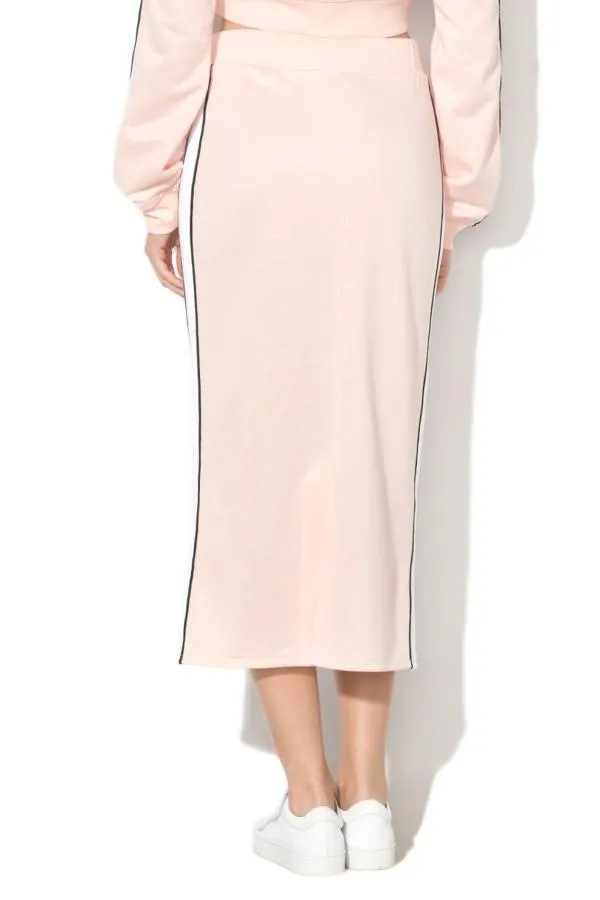 Fustă stil sport Juicy Couture L | Roz, Midi, Talie înaltă, Dungi, Bumbac - Image 3