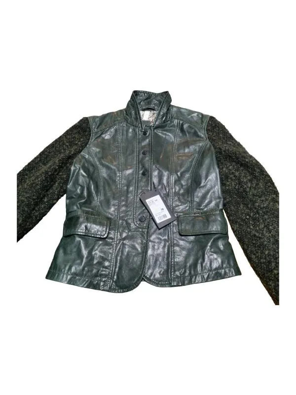 Geacă din piele Millestone EU 38 | Verde, Piele naturală
