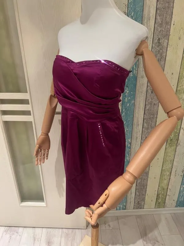 Rochie de ocazie Vera Mont M | Mov, Midi, Cu umerii goi, Pietre decorative - Image 11