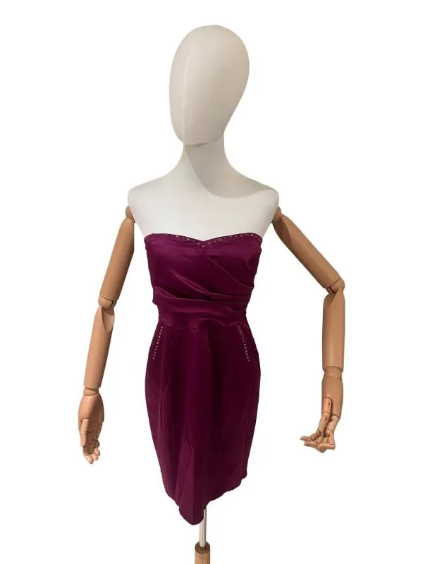 Rochie de ocazie Vera Mont M | Mov, Midi, Cu umerii goi, Pietre decorative