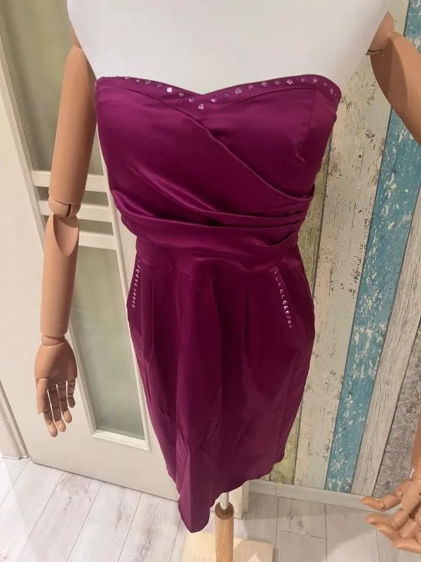 Rochie de ocazie Vera Mont M | Mov, Midi, Cu umerii goi, Pietre decorative - Image 2