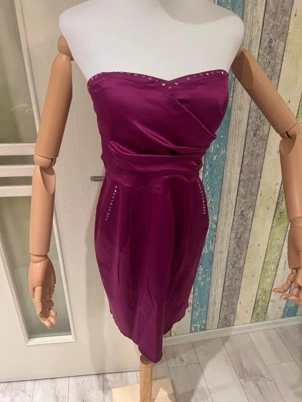 Rochie de ocazie Vera Mont M | Mov, Midi, Cu umerii goi, Pietre decorative - Image 3