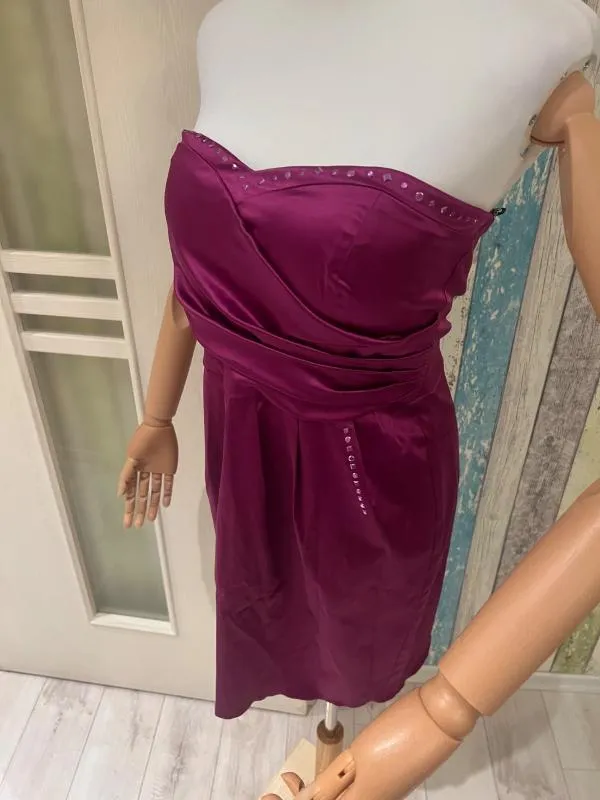 Rochie de ocazie Vera Mont M | Mov, Midi, Cu umerii goi, Pietre decorative - Image 4