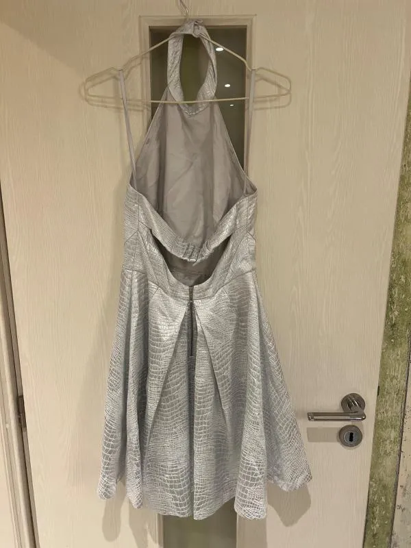 Rochie de ocazie Coast XS | Argintiu, Mini, Fără mâneci, Satinat - Image 11