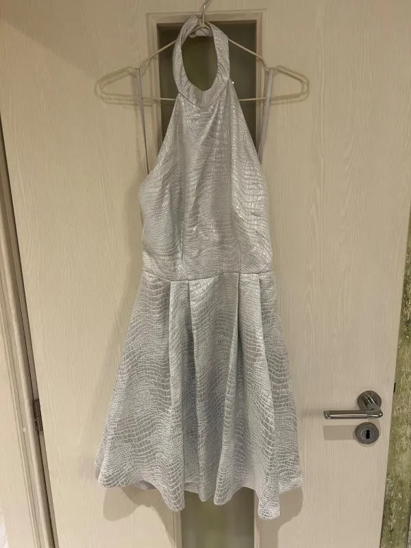 Rochie de ocazie Coast XS | Argintiu, Mini, Fără mâneci, Satinat - Image 12