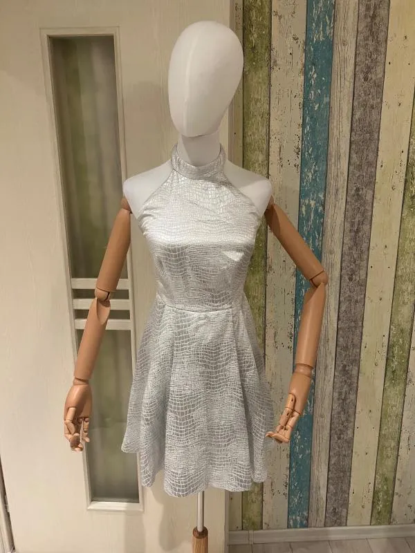 Rochie de ocazie Coast XS | Argintiu, Mini, Fără mâneci, Satinat - Image 2