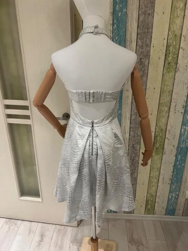 Rochie de ocazie Coast XS | Argintiu, Mini, Fără mâneci, Satinat - Image 5