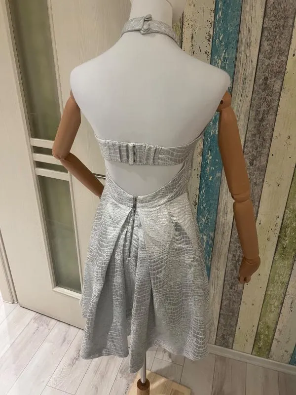 Rochie de ocazie Coast XS | Argintiu, Mini, Fără mâneci, Satinat - Image 6