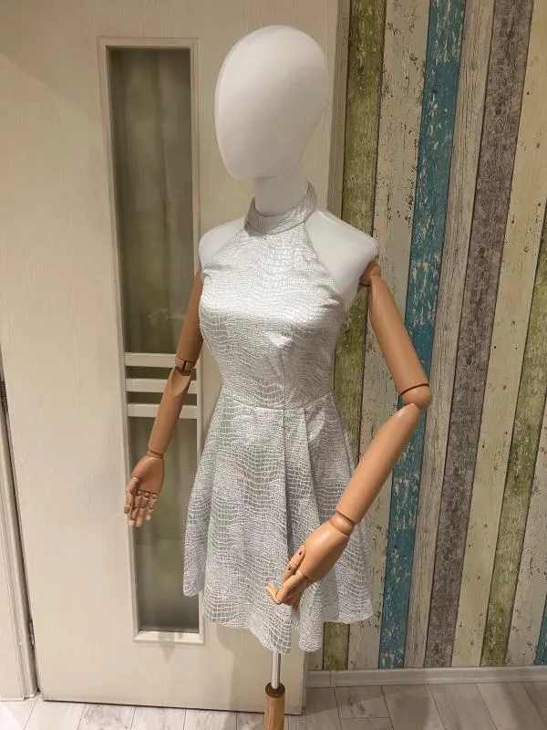 Rochie de ocazie Coast XS | Argintiu, Mini, Fără mâneci, Satinat - Image 8