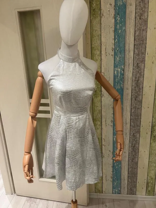 Rochie de ocazie Coast XS | Argintiu, Mini, Fără mâneci, Satinat - Image 9