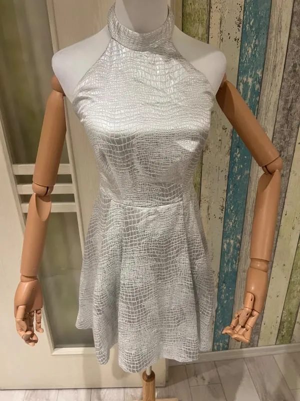 Rochie de ocazie Coast XS | Argintiu, Mini, Fără mâneci, Satinat - Image 10