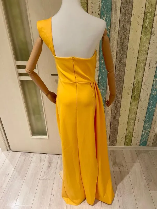 Rochie de ocazie Miss Ord L | Galben, Maxi, Pe un umăr, Satinat - Image 9