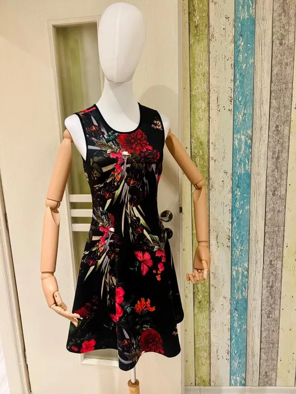 Rochie de ocazie Thurley M | Multicolor, Midi, Fără mâneci, Floral & Tropical, Satinat - Image 3