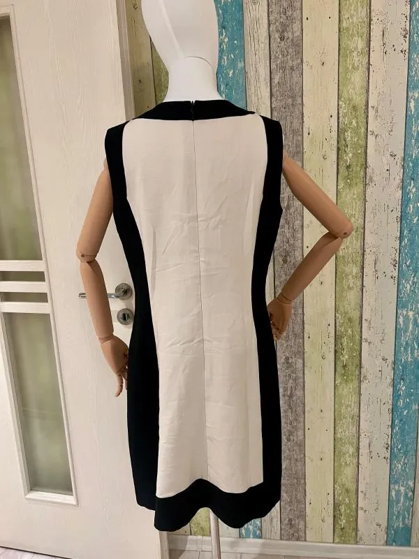 Rochie de seară Taifun M | Negru, Midi, Fără mâneci, Abstract & Color Block - Image 5