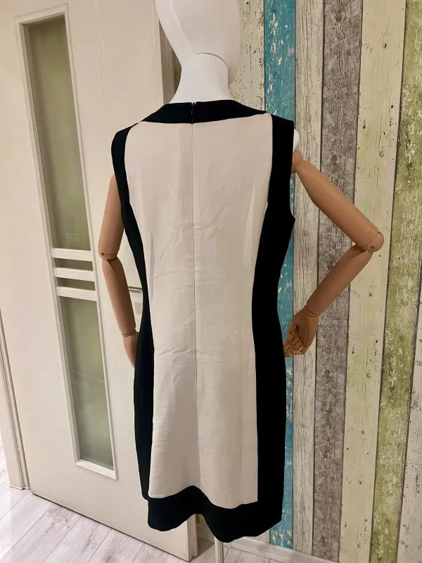 Rochie de seară Taifun M | Negru, Midi, Fără mâneci, Abstract & Color Block - Image 6