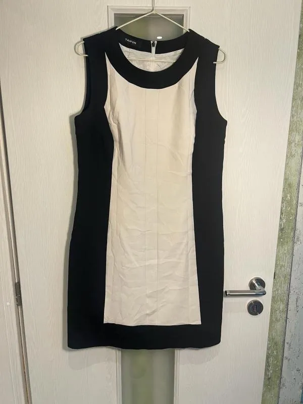 Rochie de seară Taifun M | Negru, Midi, Fără mâneci, Abstract & Color Block - Image 7