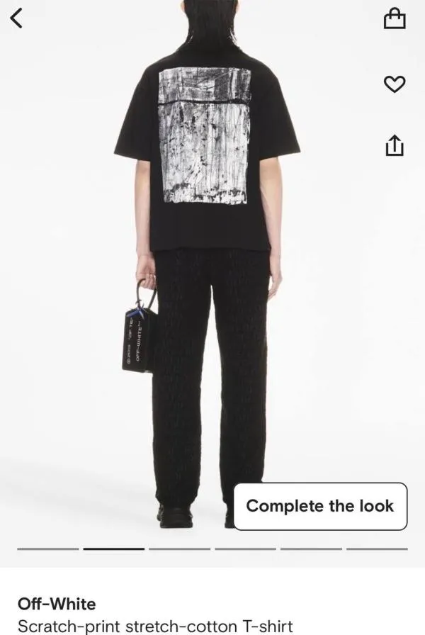 Tricou Off-White M | Negru, Normal, Bumbac - Image 3