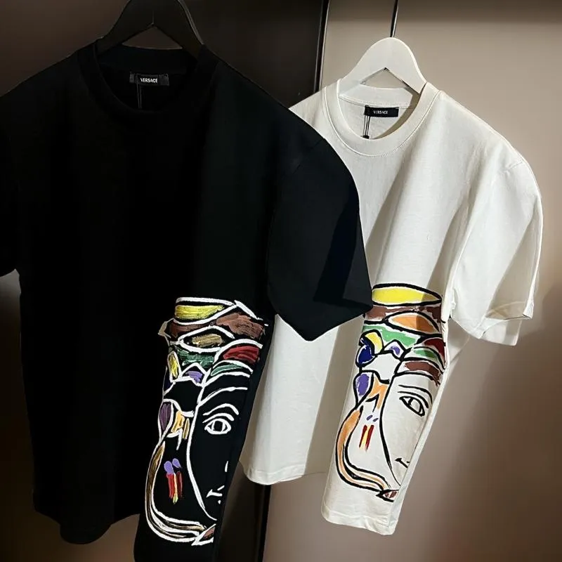 Tricou Versace M | Negru, Normal, Abstract & Color Block, Bumbac - Image 8
