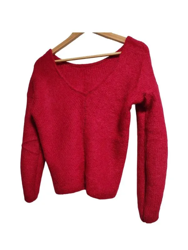 Pulover cu anchior Bonobo L | Roșu, Normal, Mânecă lungă, Regular fit, Monocrom, Lână