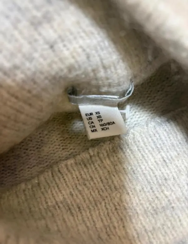 Pulover cu guler înalt H&M EU 34 | Gri, Normal, Regular fit, Monocrom - Image 4