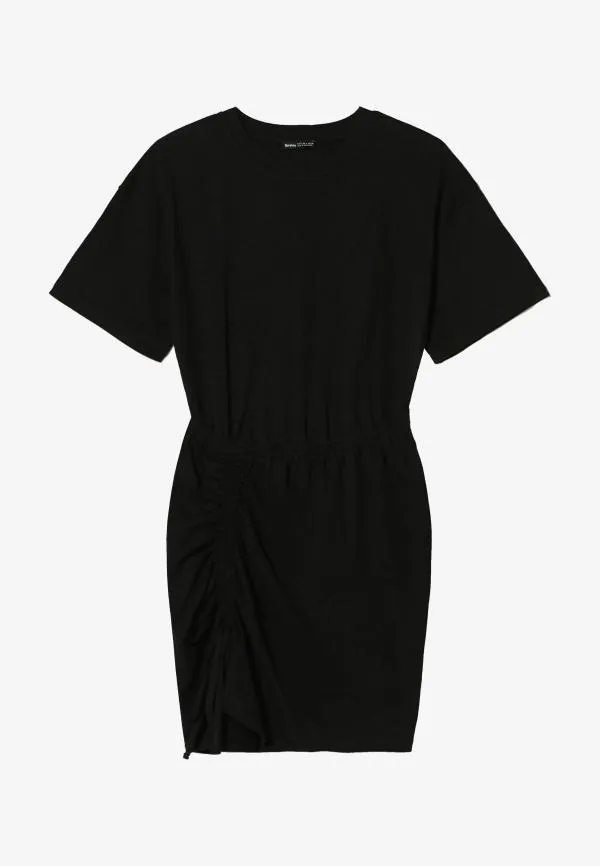 Rochie dreaptă Bershka XS | Negru, Mini, Mânecă scurtă - Image 2