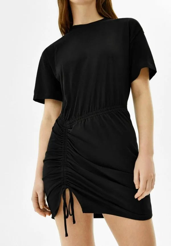 Rochie dreaptă Bershka XS | Negru, Mini, Mânecă scurtă - Image 3