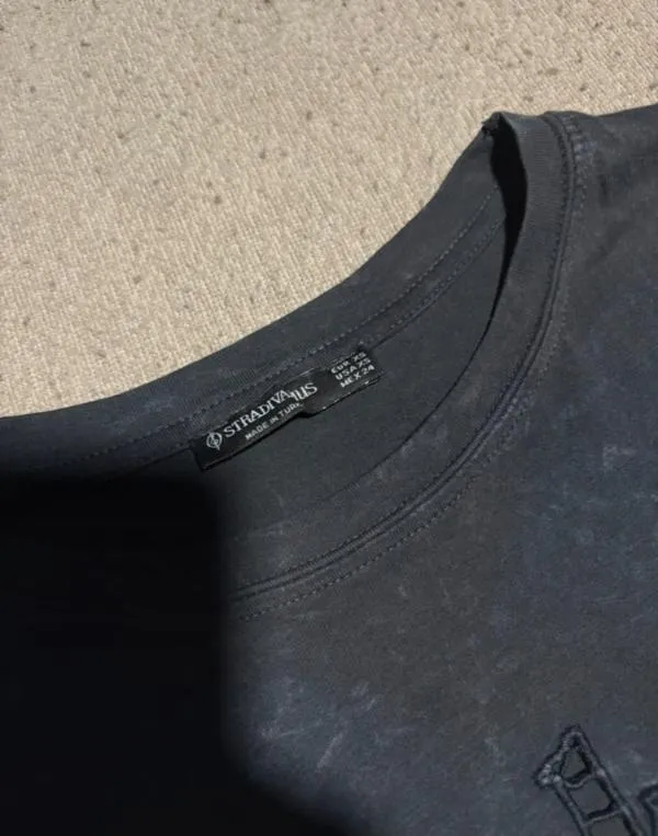 Tricou Stradivarius XS | Negru, Normal - Image 4