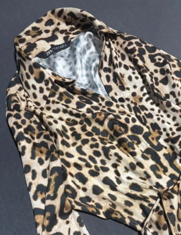 Cămașă Zara S | Caramel, Normal, Mânecă lungă, Animal print - Image 8