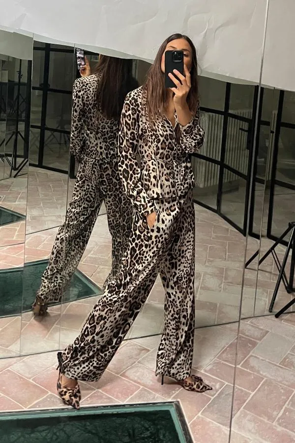 Cămașă Zara S | Caramel, Normal, Mânecă lungă, Animal print - Image 4