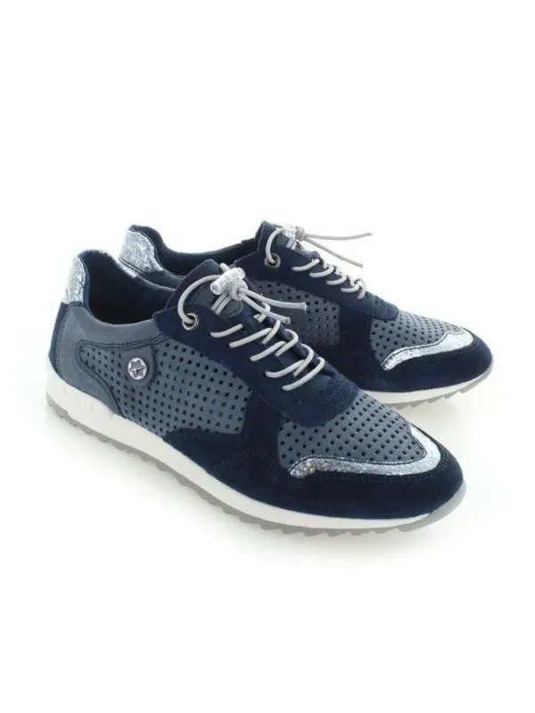 Sneakers Tamaris EU 38 | Albastru, Monocrom, Piele întoarsă  Suede