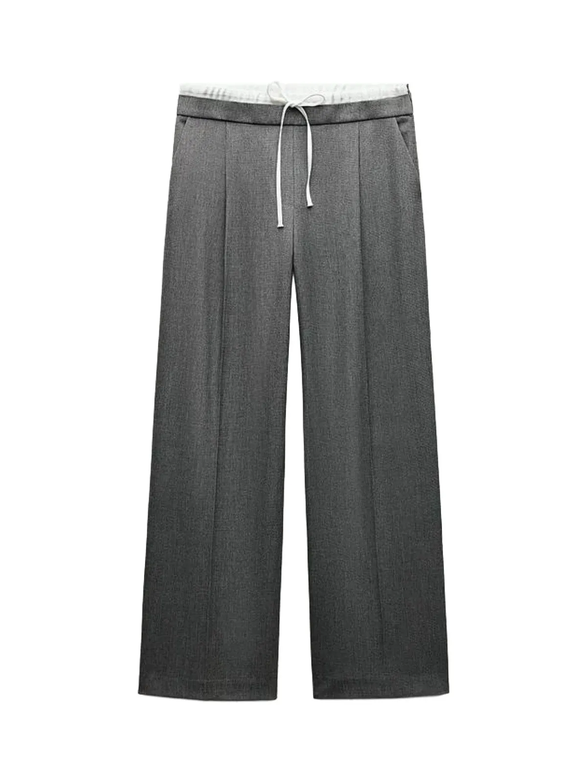 Pantaloni Zara EU 36 | Gri, Lungi, Talie înaltă, Wide Leg fit, Monocrom