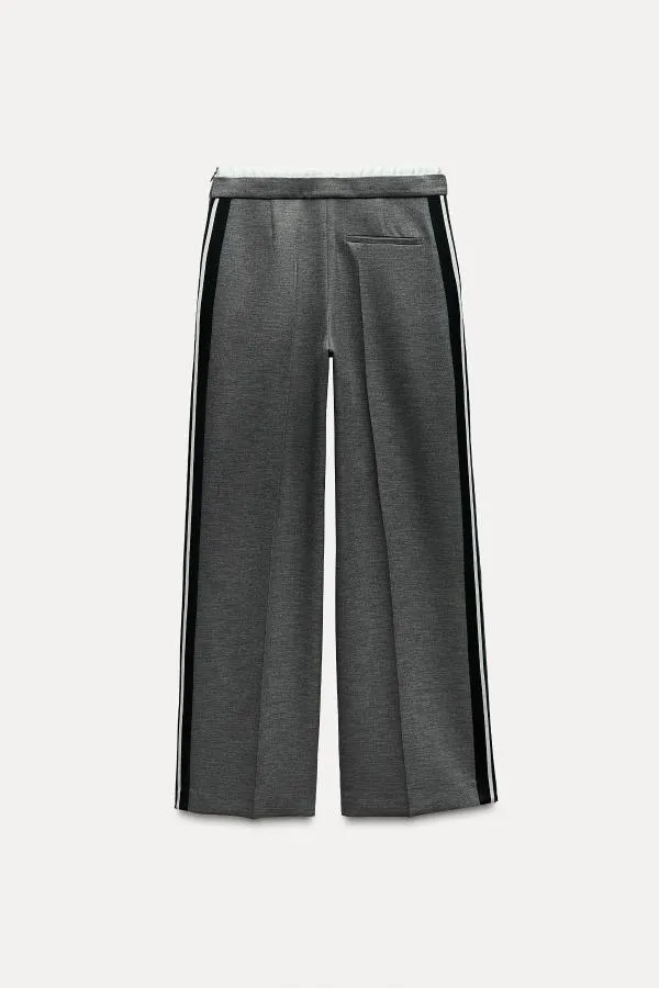Pantaloni Zara EU 36 | Gri, Lungi, Talie înaltă, Wide Leg fit, Monocrom - Image 2